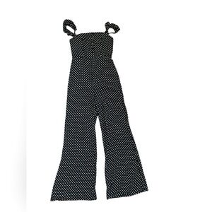 Flynn Skye Wide Leg Polka Dot Ruffled Strap Jumpsuit size medium